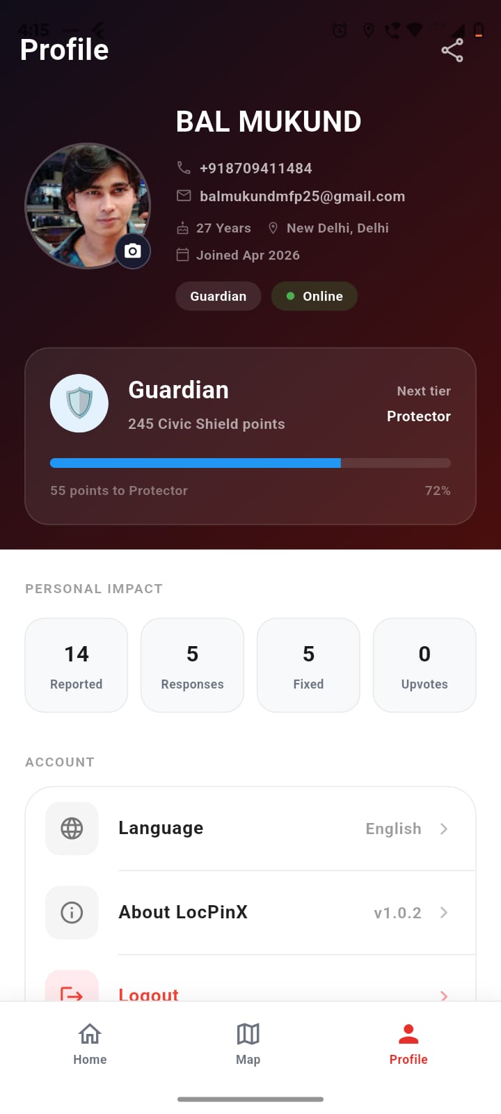 Volunteer profile with role and impact stats